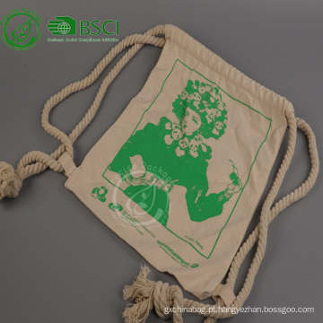 Mochila de cordão de algodão personalizado reutilizável com logotipo